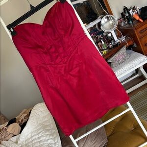 Lulu's Vibrant Red Strapless Dress